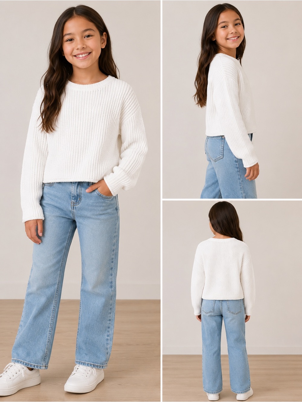 Cat & Jack White Ribbed‎ Crewneck Pullover Sweater